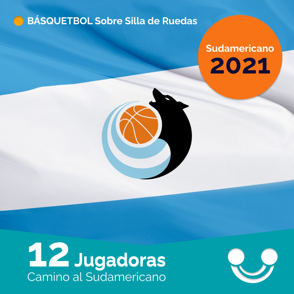 Bandera argentina con el logo de Las Lobas